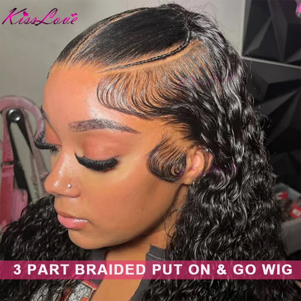 Pre Braided Wigs Lace Front Human Hair Put On & Go 10x6 Parting Max Lace Frontal Wig Pre Everything Braids Deep Wave Lace Wigs