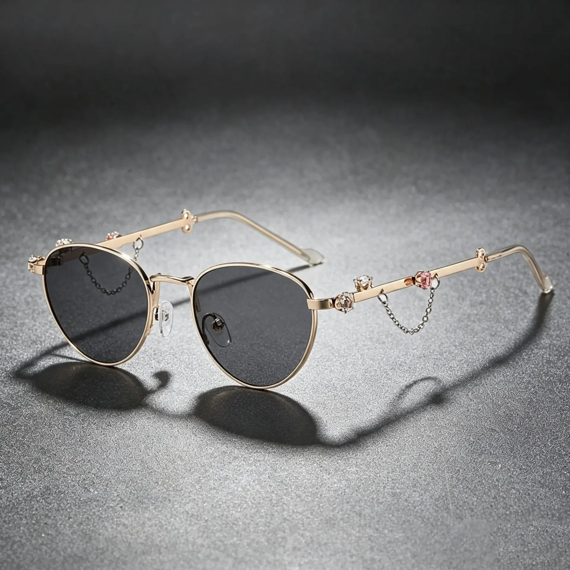 2027 Fashion Cool Designer Sunglasses Women Cat Eye Stylish Diamond Chain Decoration Flash Party Stars Sexy Luxury Shades