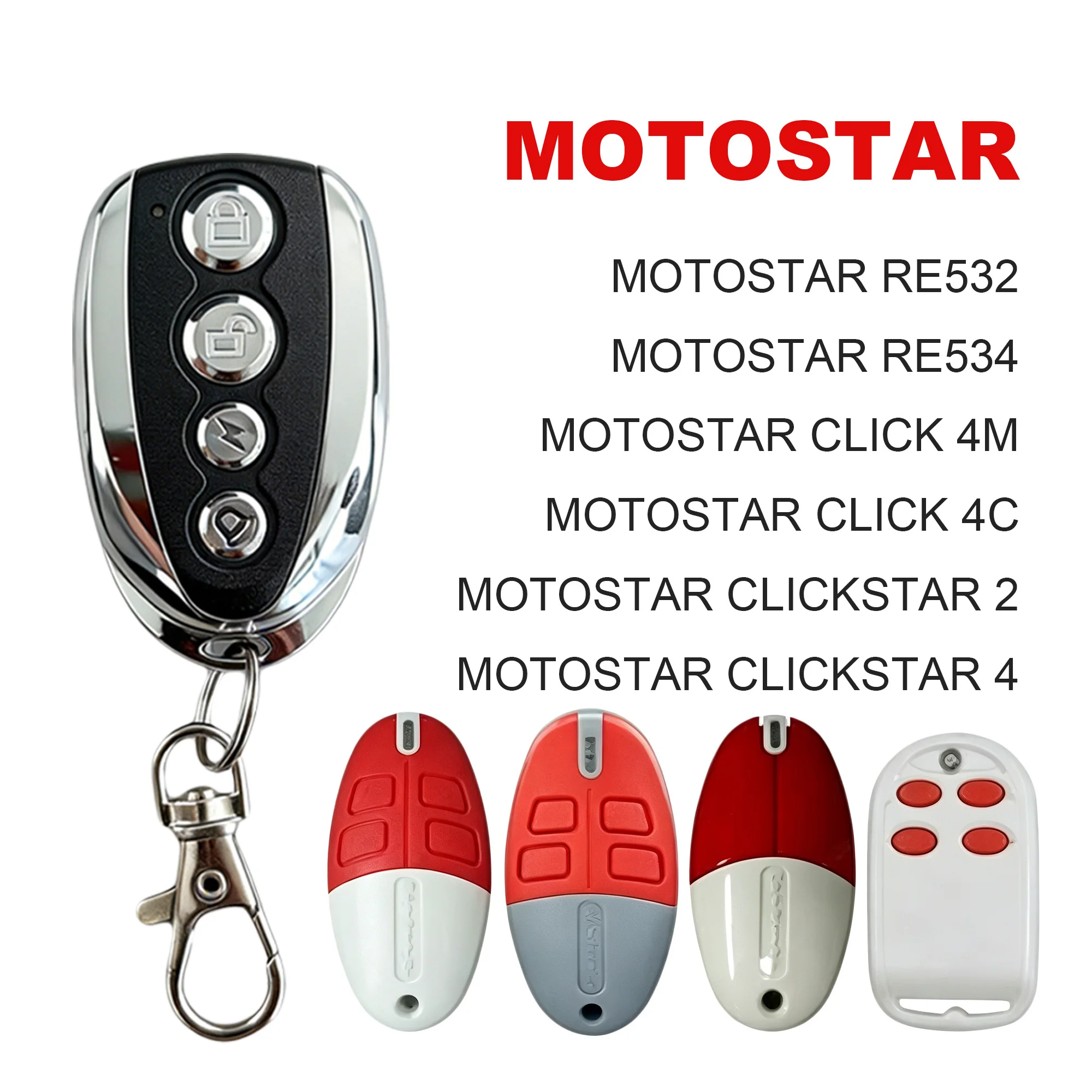 433MHz 4 Button Remote Duplicator Key Fob Compatible with MOTOSTAR PROTECO ROGER TORMATIC FERPORT Garage Gate Opener
