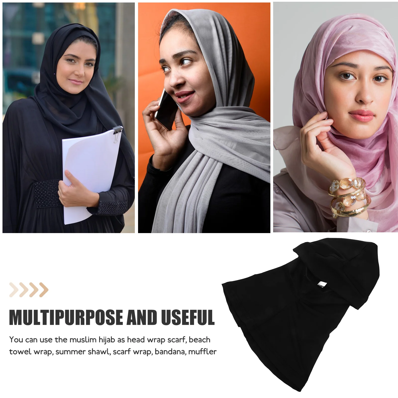 

Solid Color Seamless Inner Hijab Cap for Women Comfortable Lightweight Muslim Headwear Wrap Scarf Shawl for Ramadan Travel Daily