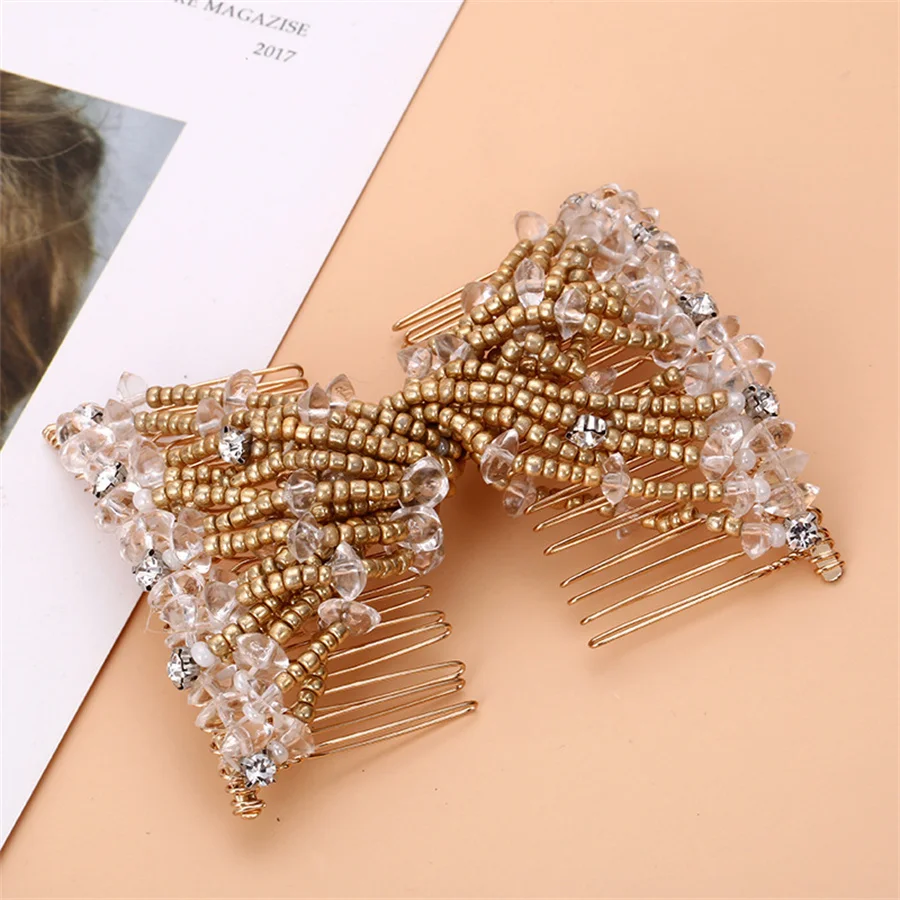 

2023 new Fashion Professional Hair Comb Ladies Magic Beads Elasticity Double Bead String Clamp hairpin Hairstyle Styling Tool