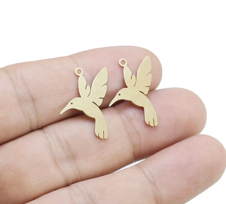 10pcs Hummingbird Charm, Tiny Bird Charm, Charms For Jewelry Making, Necklace Pendant, Earring Findings, 22x21mm R2769