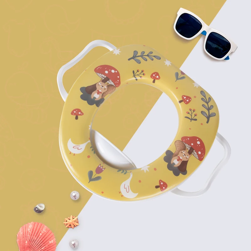 

Детское сиденье для унитаза с ручками, мягкой подушкой и милым мультяшным дизайном для малышей