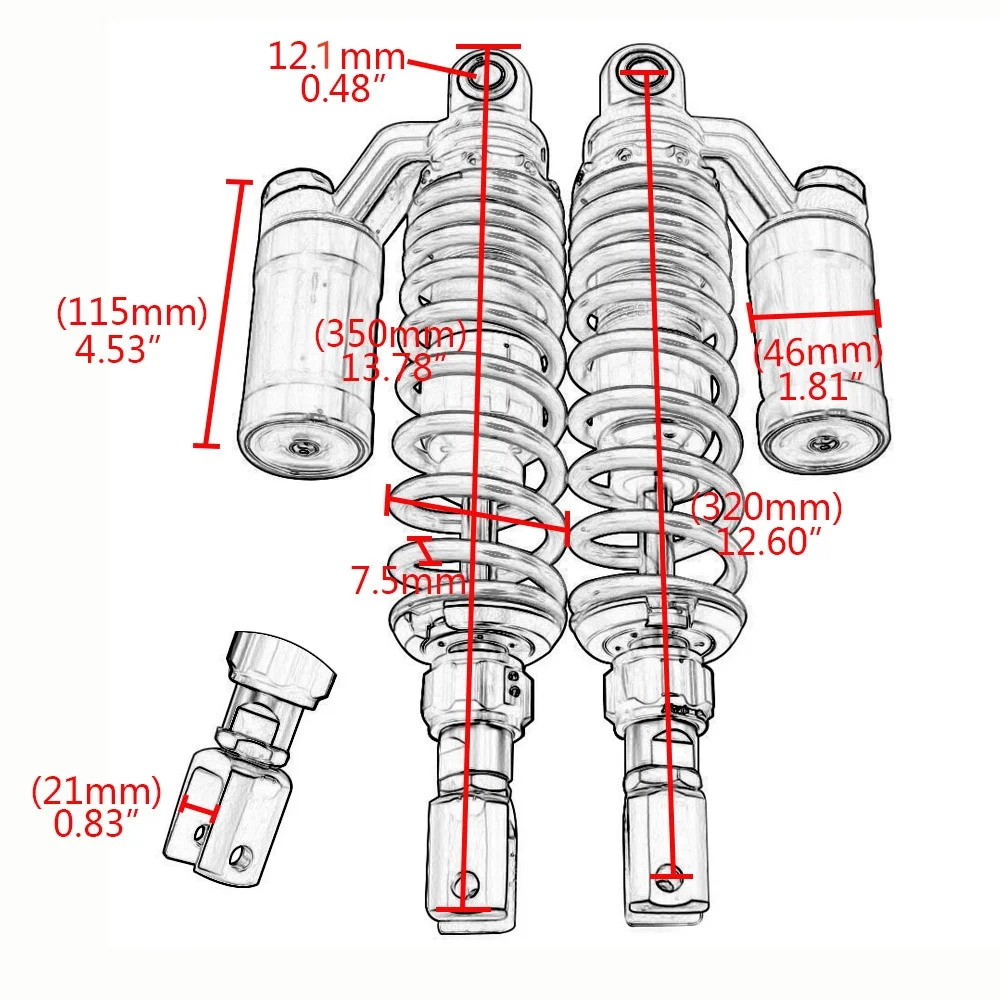 320MM Motorcycle Air Shock Absorber Rear Suspension Damper For Yamaha XJR Honda CX500 CB400 Quad Dirt Street Bobber Scrambler