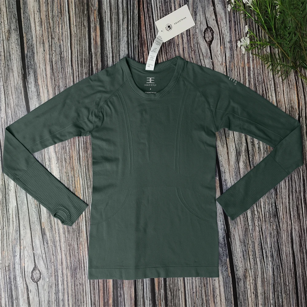 11 لون ركوب الخيل طبقة قاعدة تي شيرت المرأة طويلة الأكمام الفروسية بلايز تنفس ركوب القمصان ملابس الفروسية #5