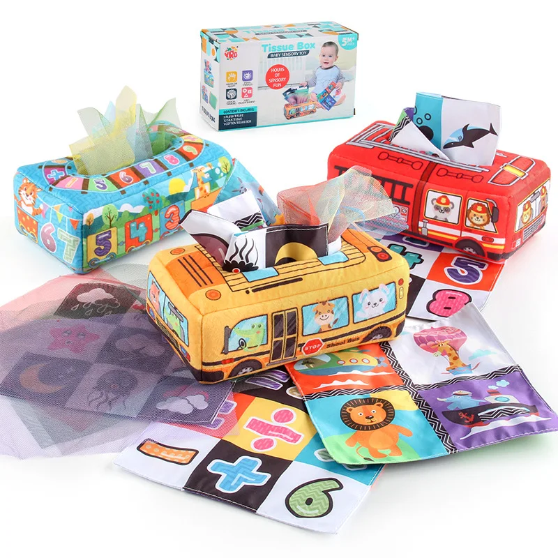 Baby cloth book tissue box, soft baby book that can't be torn, cloth book early education set toy
