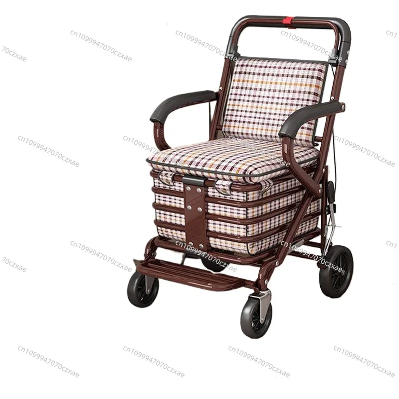 

Trolley, Which Can Be Sat and Folded, Helps Shopping By Walking