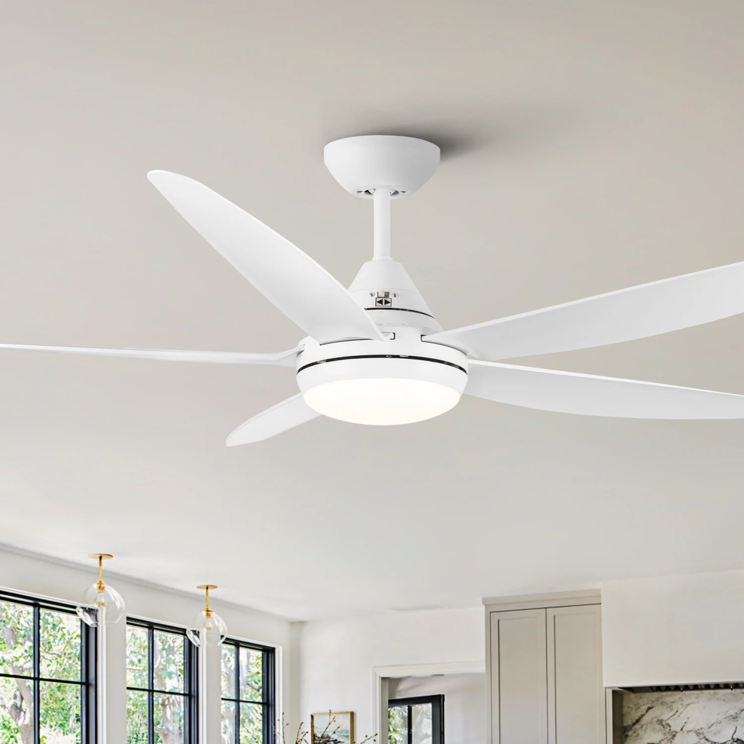 

56" Intergrated LED Ceiling Fan Light with White ABS Blade.