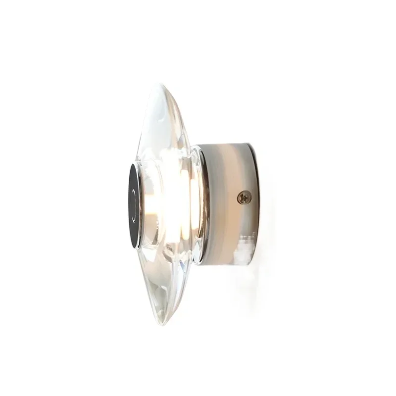 

Italian minimalist art lamp round bedroom crystal bedside wall lamp Bauhaus modern corridor aisle mirror headlamp