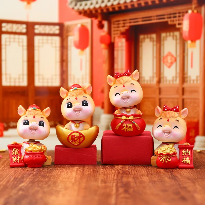 【In Stock】Cute 2026 Horse Year Mascot Year Of The Horse Lifelike Horse Figures Ornament Decorative Resin Zodiac Horse Figurines
