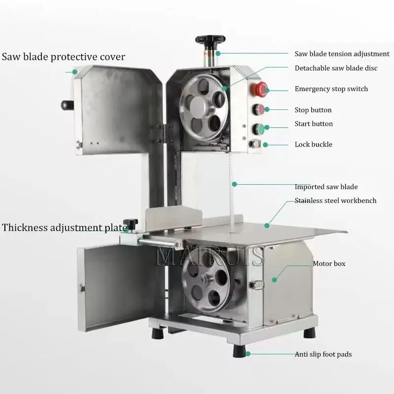 آلة تقطيع العظام التجارية الكهربائية ، أضلاع لحم الخنزير ، اللحوم المجمدة ، لحم الضأن ، قواطع اللحم البقري ، شرائح اللحم