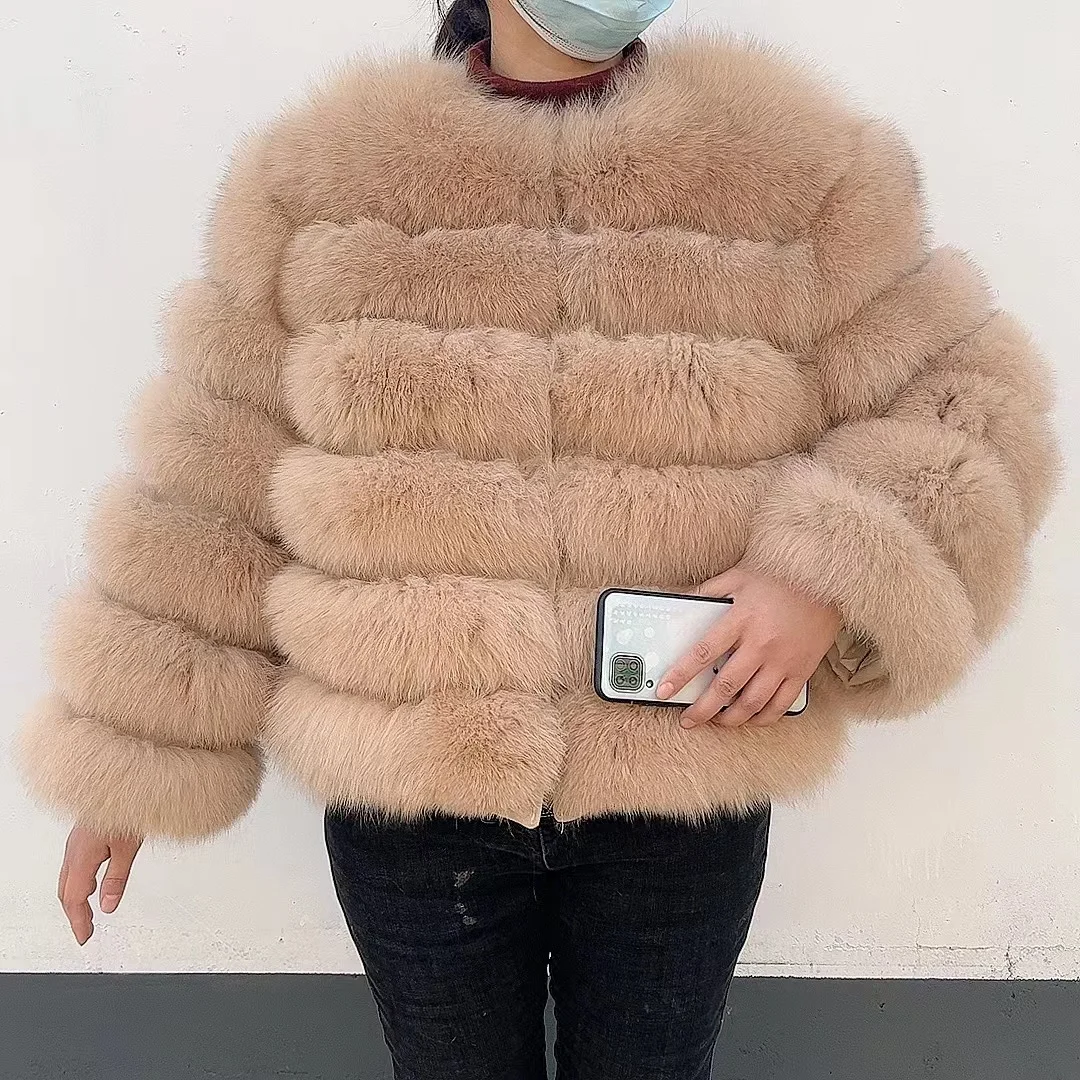 100% Natural Fur Jacket Real Fur Coat Winter Jacket Women Natural Fox Fur Luxury Fashion 50cm Short Jacket Wholesale Hot 2022