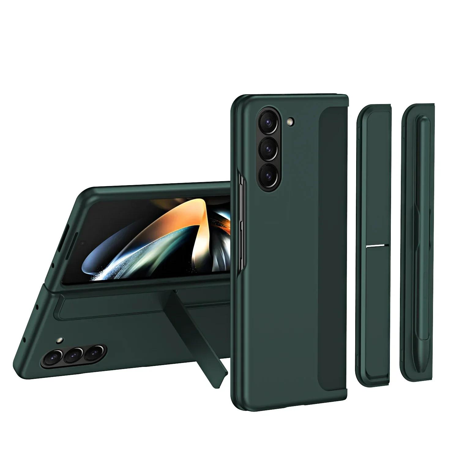 

For Samsung Galaxy Z Fold 6 5 4 3 Case Skin-Friendly Matte With Removable Pen Slot Kickstand Shockproof Folding Protective Cover