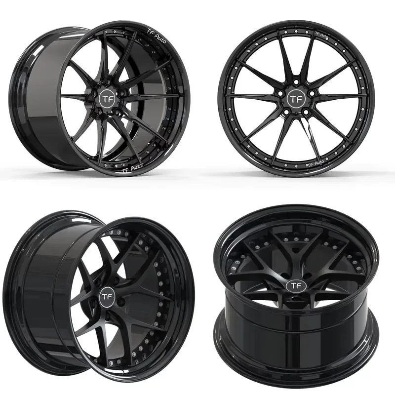 

i Two Piece Passenger Car Wheel Glossy Black 5x112 19 20 21 22 Inch for R8 R7 A7 A6 RS7 RS8