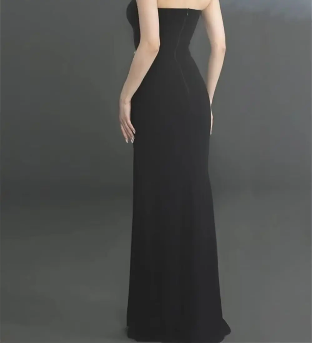 Customized Graceful Jersey Mermaid Evening Dress Classic Strapless Prom Dresses Temperament Crystal Special Occasion Gowns