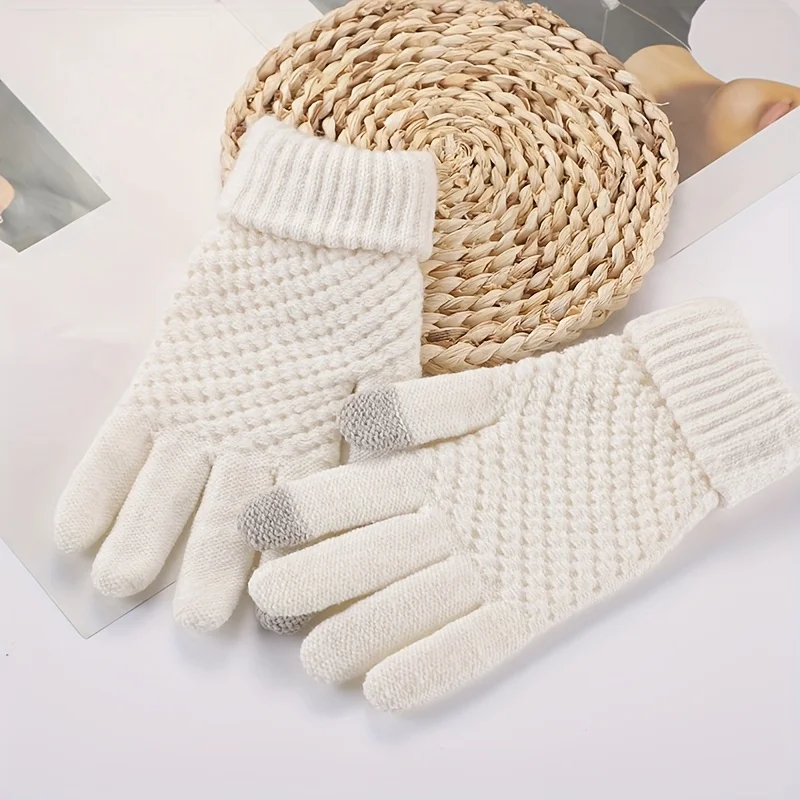 플러시 보온 안감이 있는 여성용 극한 추위 겨울 장갑, 터치스크린 호환 핑거리스 디자인, 운전용 탄력 있는 손목밴드