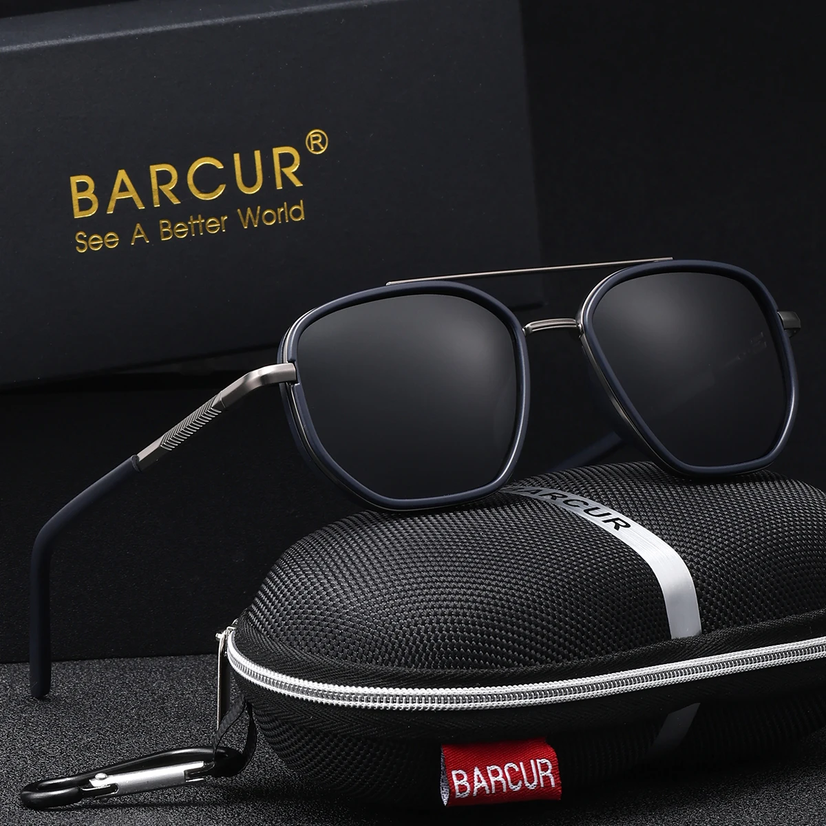 BARCUR Damen-Sonnenbrille, Polygon-Rahmen, TAC-Linse, zartes, verdicktes, gestreiftes Design, UV400, Fahren, Outdoor, polarisierte Herren-Sonnenbrille