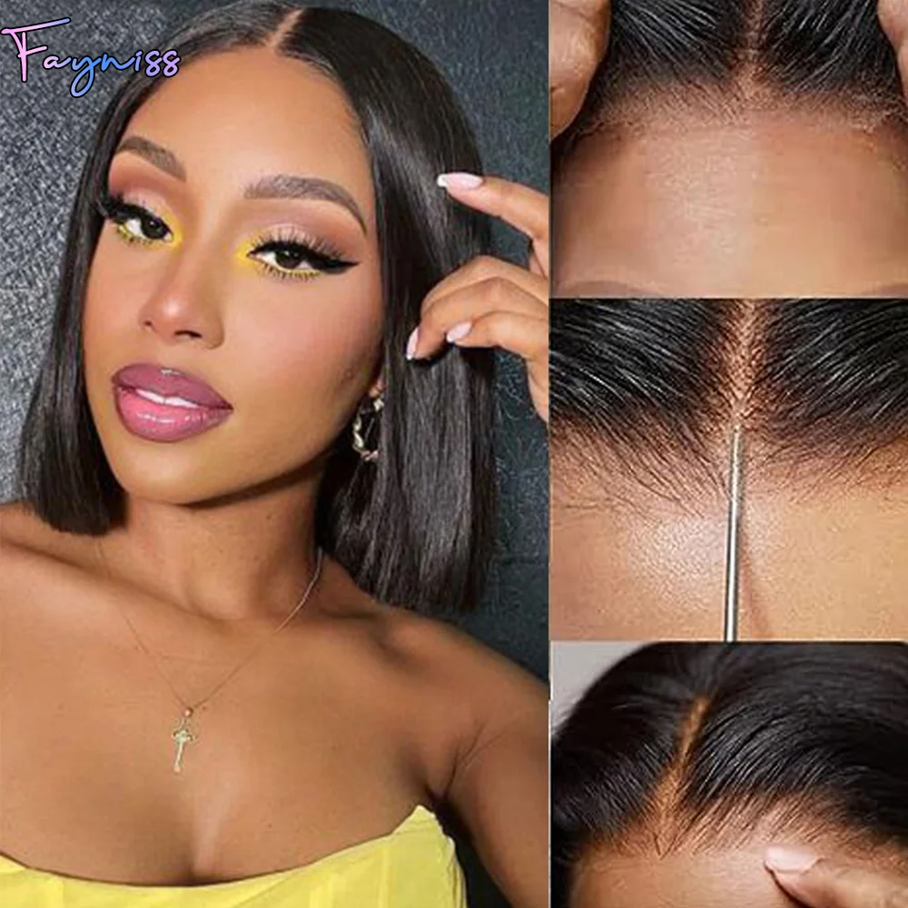 

Wear and Go Glueless Bob Wig Human Hair Ready To Wear Pre Plucked 180% Density 4x4 Lace Closure Bob Wigs Human Hair for Women