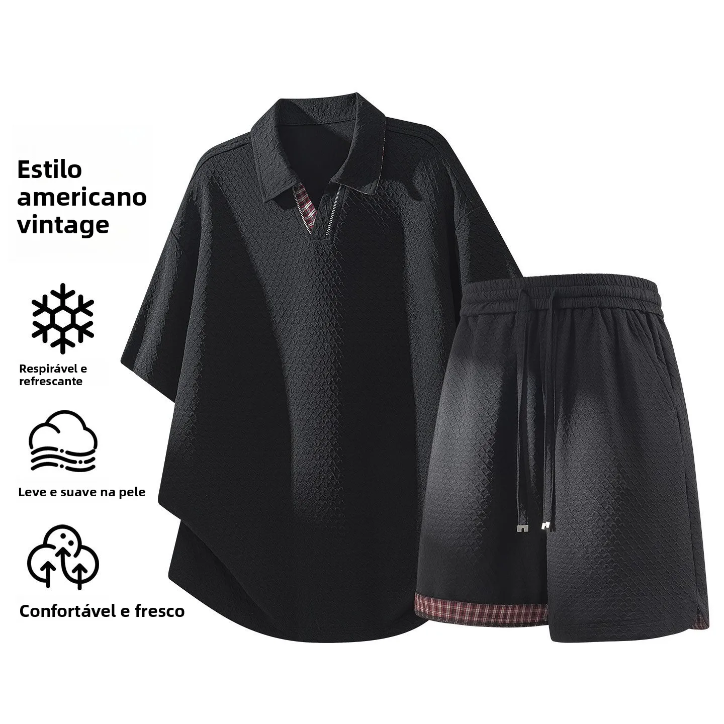 men's-casual-sportswear-set-short-sleeve-shirt-and-shorts-quick-dry-summer-comfortable-breathable-lightweight-towel-fabric