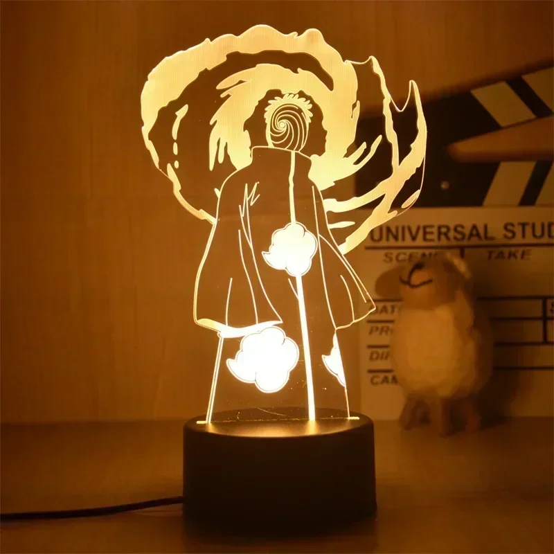 Cartoon Uchiha Sasuke Obito Madara 3D Lamp Night Lights Uzumaki Gaara LED Figure Home Decor Uzumaki Naruto Anime Nightlights