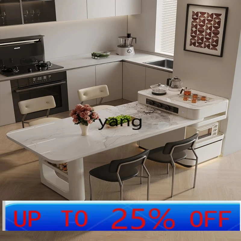 

LHH island dining table integrated household telescopic middle island kitchen rotating arc