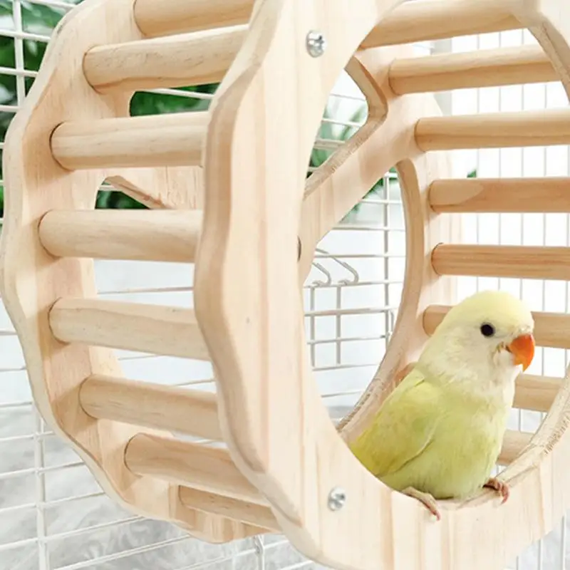 

Parrot Exercise Wheel Parrot Intelligence Toy Wooden Birds Toys Cage Accessories For Conures Parakeets Parrots Cockatiels Supply