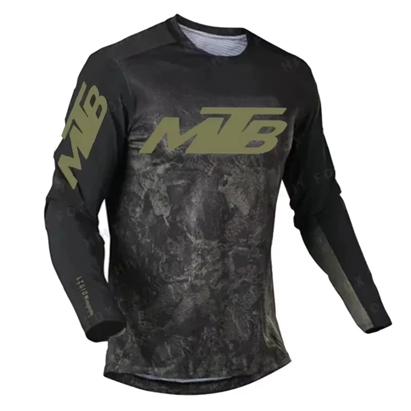 MTB Letter Long Sleeve Motocross Jersey Gradient Print Mountain Bike Shirt Breathable Dirt Bike Riding Top Family Matching