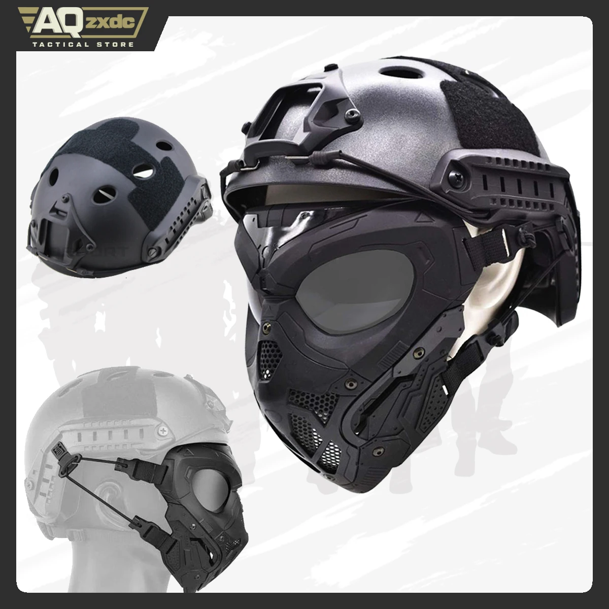 

Tactical Protective Airsoft Mask Full Face Mask Dual Mode Wearing Design Adjustable Strap for Airsoft Paintball Game Movie Props