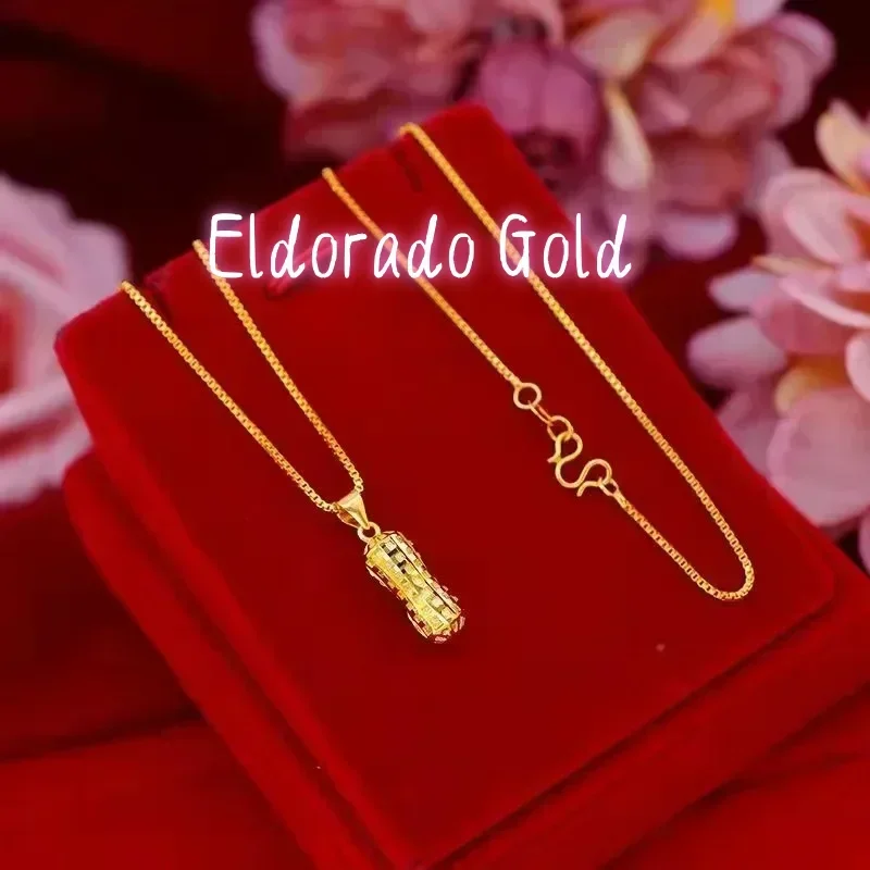 

Золотое ожерелье Eldorado Gold, высококачественное, из чистого золота 999 пробы, 24K, с маленьким кулоном в форме арахиса, для женщин.
