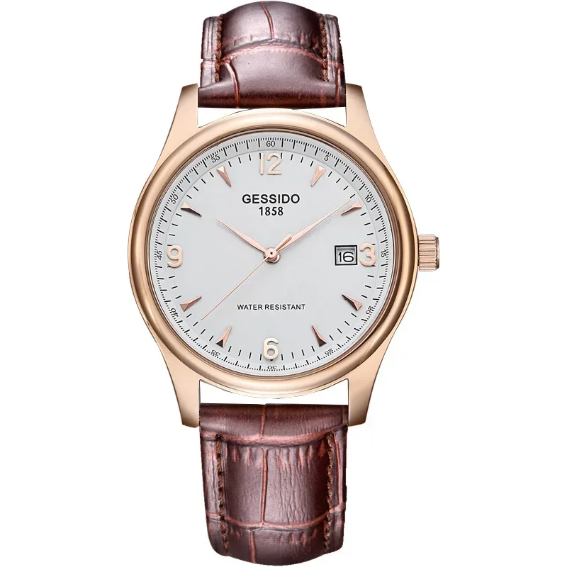 

Лидер продаж, ультратонкие кварцевые часы, мужские часы, простые повседневные водонепроницаемые кожаные часы с календарем