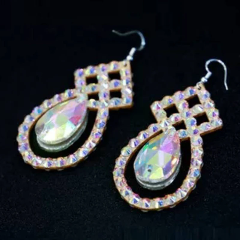 Pendientes artesanales sin diamantes de imitación, pendientes de vestido de baile de salón para disfraces de baile latino, 10 pares por lote