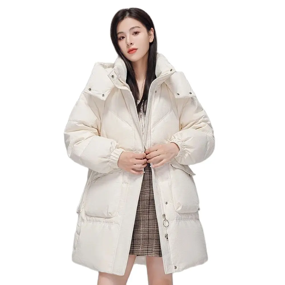 Fashion Explosions Cotton-padded Jacket 2024 New Hooded Down Cotton-padded Jacket Women's Long Western Winter Warm Coat.