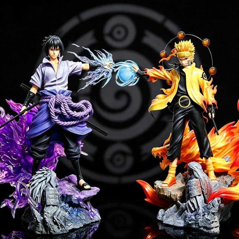 36cm Ninja Anime Six Paths Naruto & Uchiha Sasuke PVC-Figuren mit Susanoo Kurama Effekten Sammlerstück GK Statue Modell Spielzeug Geschenke