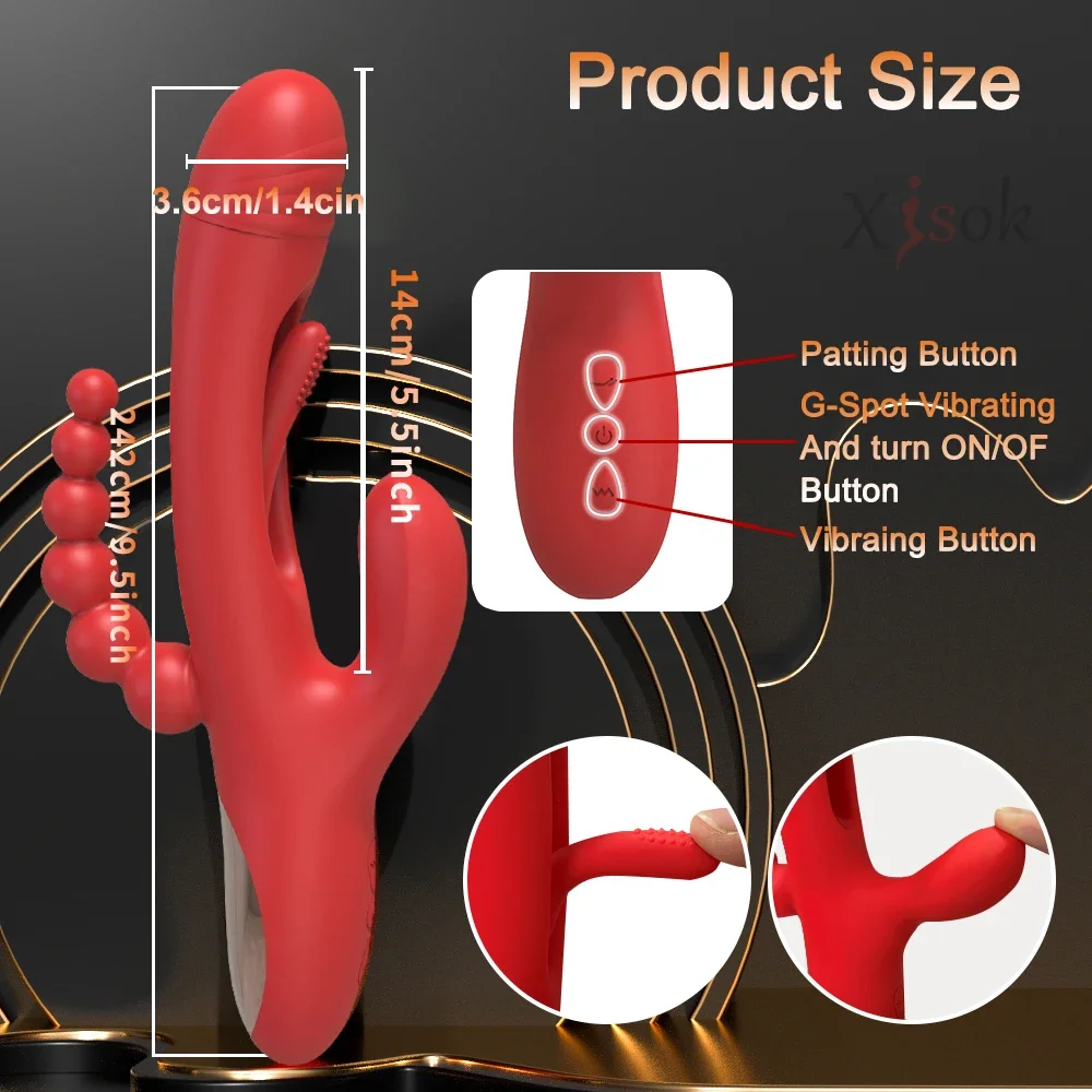 Vibromasseur lapin tapotant pour femme, jouets sexuels vibrants pour adulte, stimulateur de clitoris, vagin, point G, mastjaune féminin