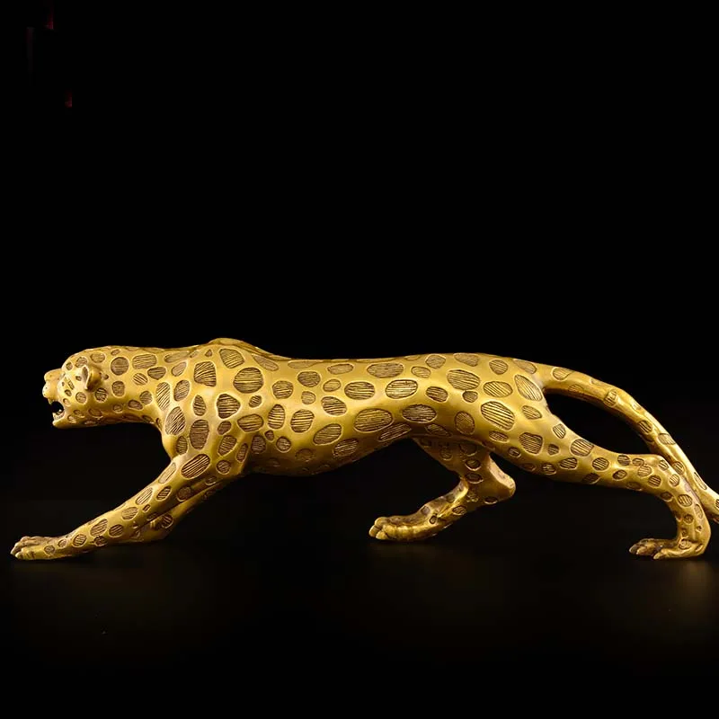 73CM Huge large TOP Decoration art HOME Company shop Dubai Auspicious COPPER GOOD Luck Money leopard Panthera pardus Sculpture