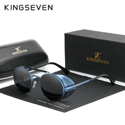 KINGSEVEN Men's Glasses Polarized Steampunk Round Sunglasses Men Retro Women Sun Glasses For Men Vintage Style