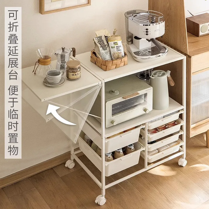 Multi-storey sideboard, kitchen shelf, floor-to-ceiling, multi-functional movable cart, living room storage cabinet,