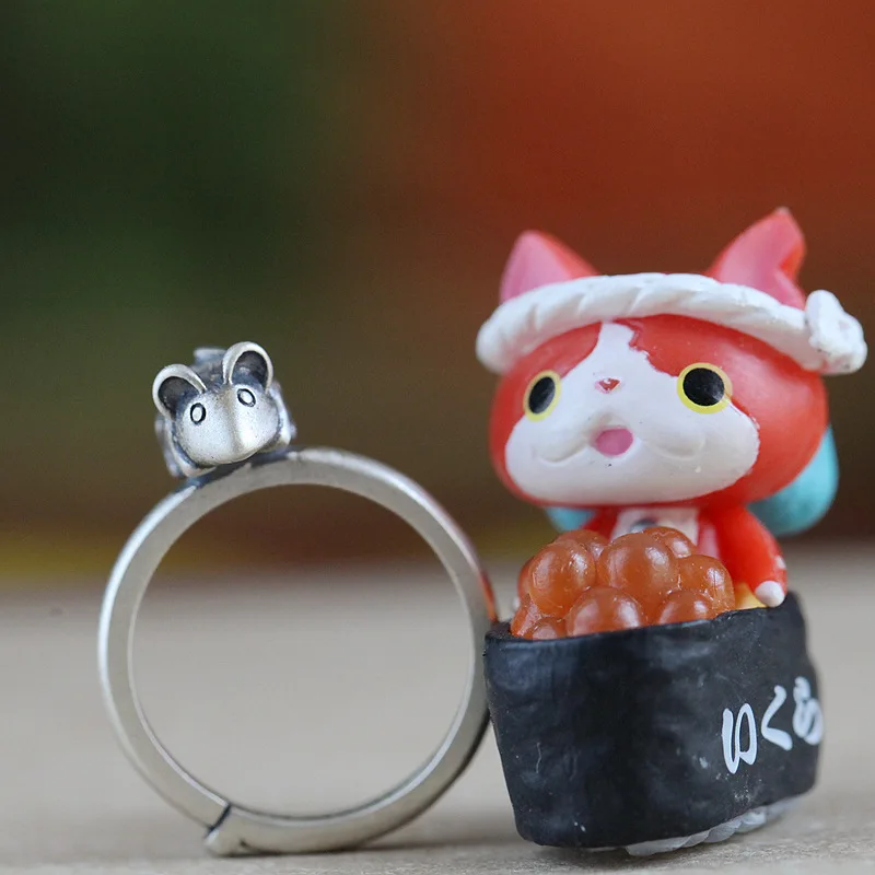Vintage Thai Silver Jewelry Zodiac Little Mouse Year Ring Women's Own Year Personality Adjustable Index Finger Rings KOFSAC