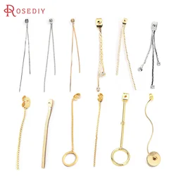 18K Gold Color Brass with Chain or Rod Tassel Stud Earring Back Earring Stopper Jewelry Making Supplies Diy Findings Accessories
