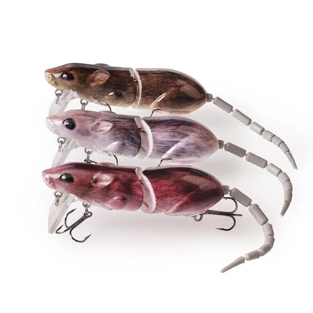 Mäuse-Angelköder mit Haken, Mehrteiliger Schwimmköder, 8cm Langsam Sinkender Künstlicher Mäuseköder für Süßwasser- und Salzwasserbarsche