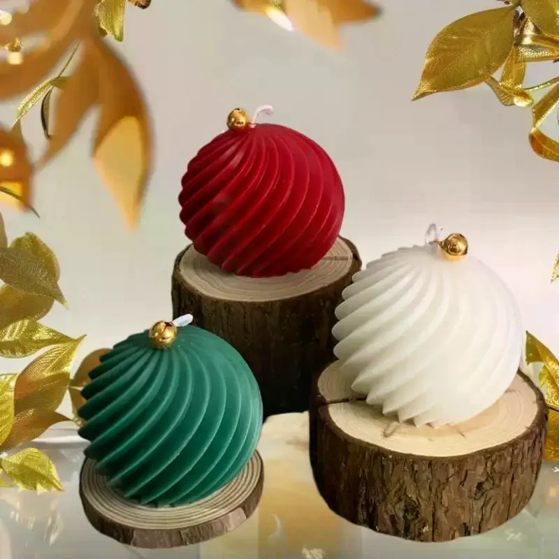 Diagonal Stripes Silicone Candle Mold DIY Scented Candles Rotate Ball Craft Molds Soap Resin Plaster Making Home Christmas Decor