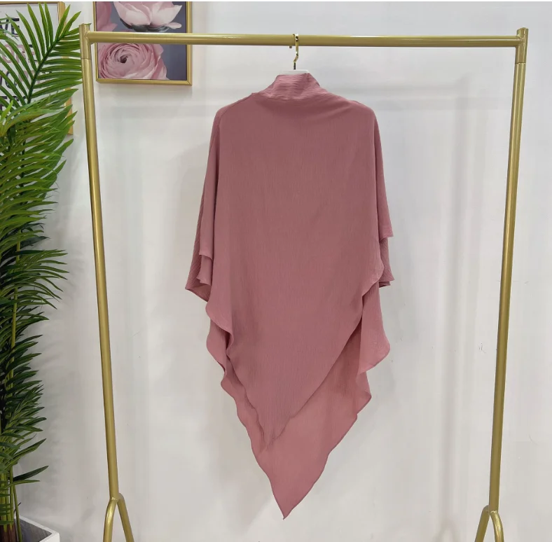 Oem Popular New Wholesale Hijab Muslim Women Crepe Khimar Hijab Modern Fashion  2 Layer Big Scarf  for Women