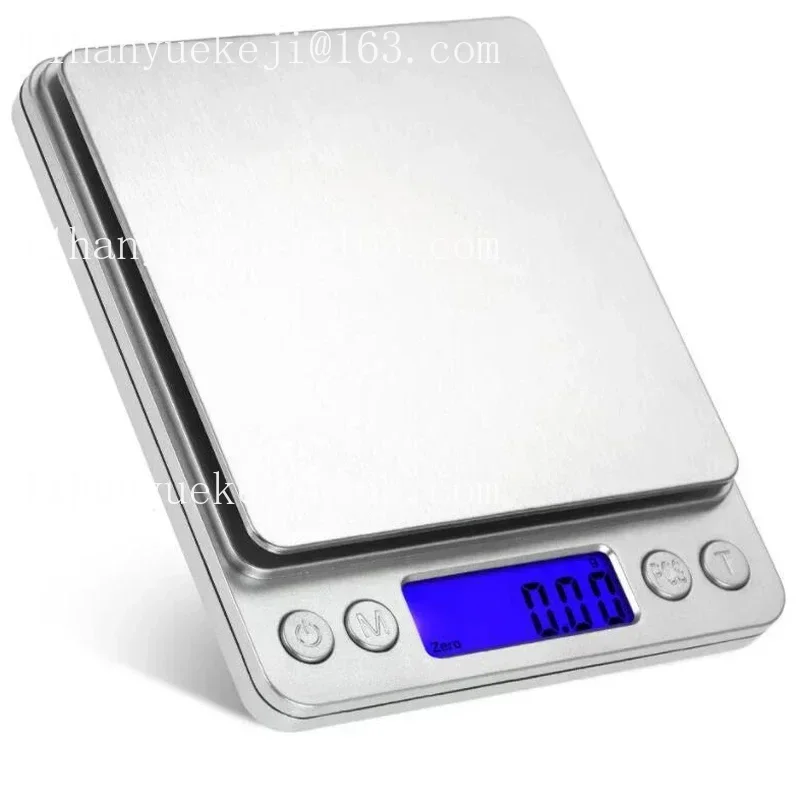 Pocket Digital Scale Electronic Weight Scales 3kg 0.1g / 500g 0.01g  Jewelry Scale Food Kitchen Balance Silver With 2 Tray
