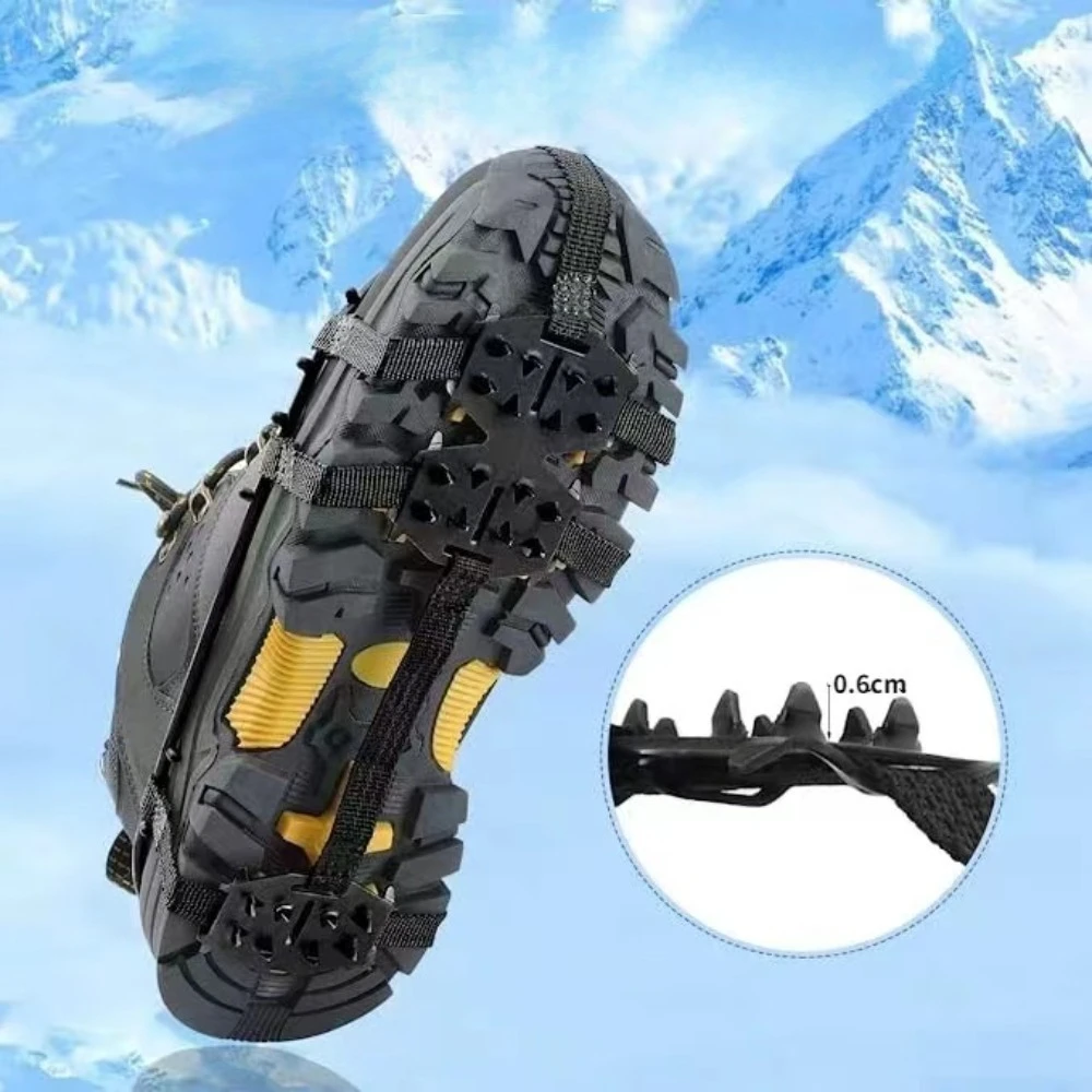 1 par de zapatos de Crampones M L, cubierta de 24 dientes, empuñaduras de hielo antideslizantes, zapatos de agarre, botas, senderismo, zapatos de escalada en hielo, picos, cadena de escalada