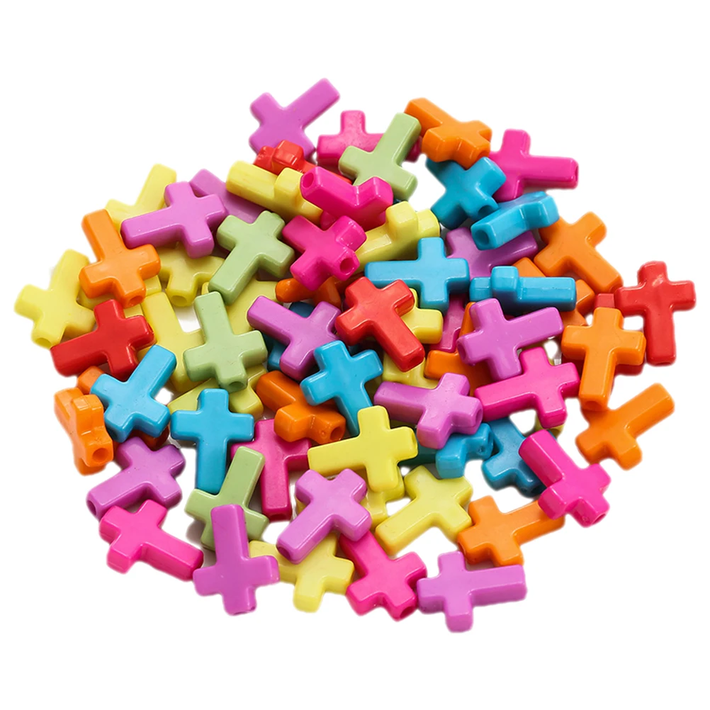 

200 Pcs Colorful Cross Beads Spacer Jewelry Making Beading Supplies Diy Charms Acrylic