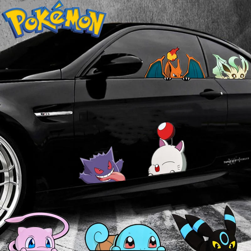 Pokemon Anime Eeveelution Sticker Pikachu Gengar Charizard Mew Car Window Decoration Sticker Children\'s Toy Christmas Gift