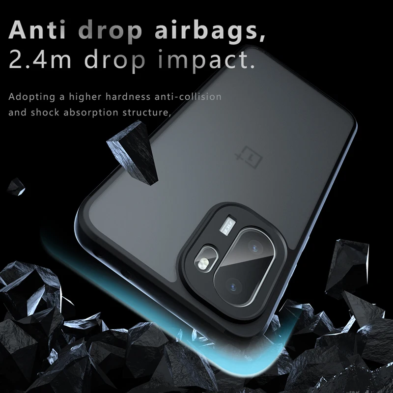 For OnePlus ACE 6 Case ELVEV Shockproof Matte PC+TPU Anti-fingerprint Back Phone Cover for OnePlus 15R