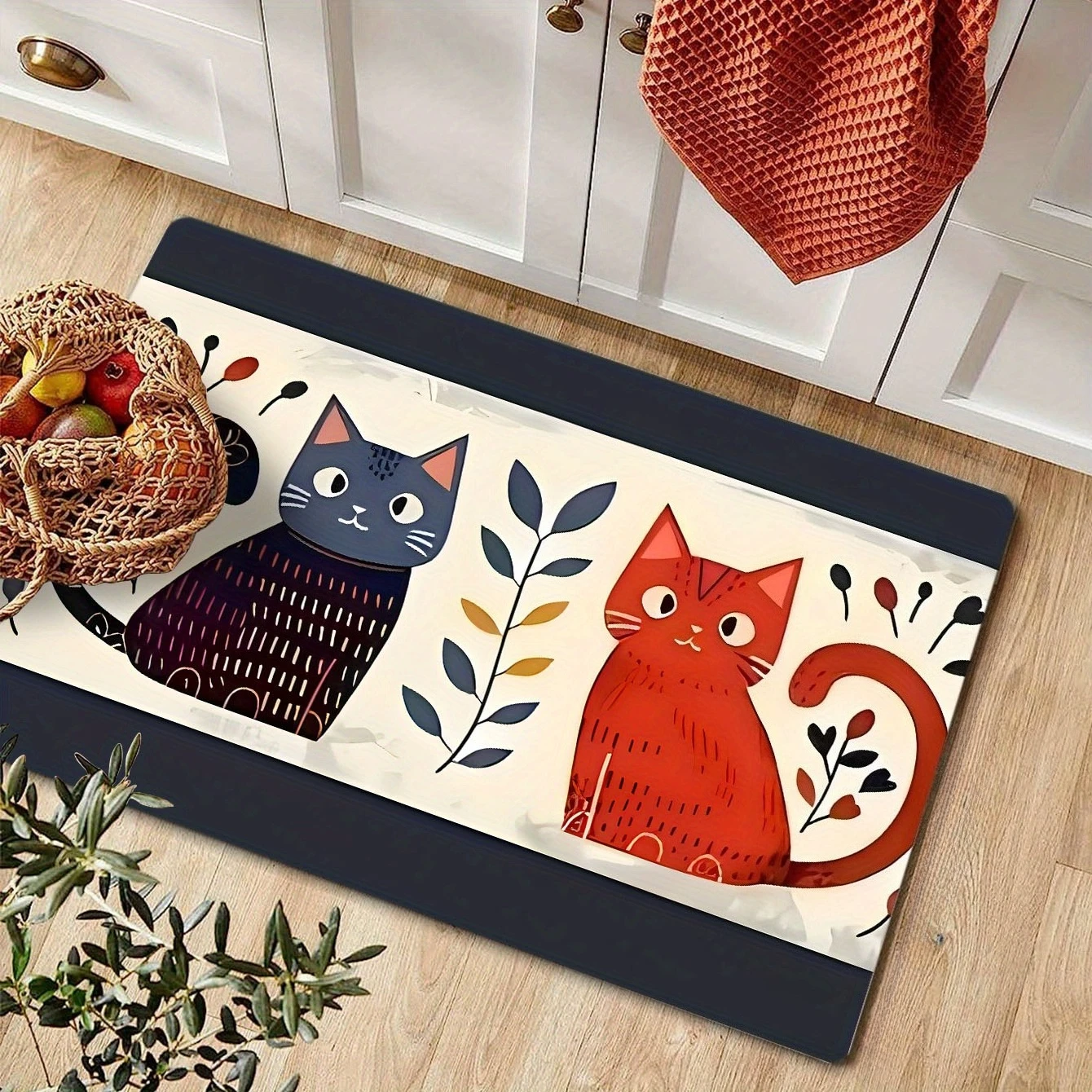 Cartoon Cute Kitten Carpet Long Carpet Runner Rug Kitchen Rug Soft Doormat Welcome Mat Living Room Carpet Rug