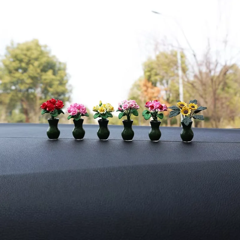 Dainty Roses Car Center Console Ornament Mini Cute Car Accessories for Ladies Personality Beautiful Interior Decor