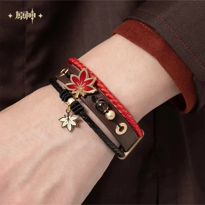 Genuine] Game Genshin Impact Cosplay Jewelry Kazuha PU Wristband Anime Metal Adjustable Bracelet Couples Accessories Xmas Gift